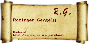 Rozinger Gergely névjegykártya